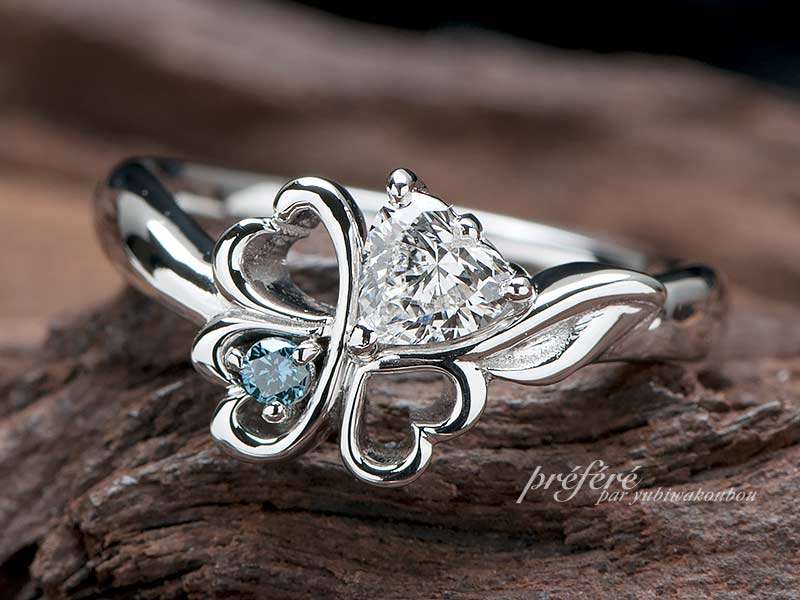 ハートダイヤの婚約指輪をお創り頂きました東京のお客様がご来店くださいました。