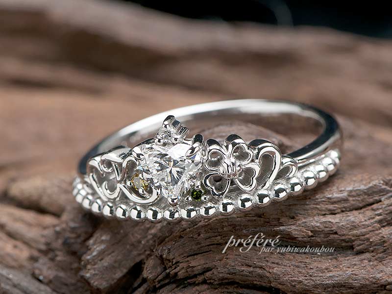 婚約指輪はティアラのデザインでオーダーメイド