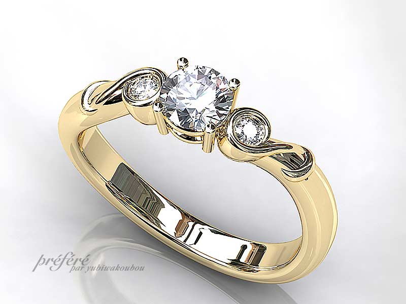 婚約指輪オーダーは音符デザインの18金素材