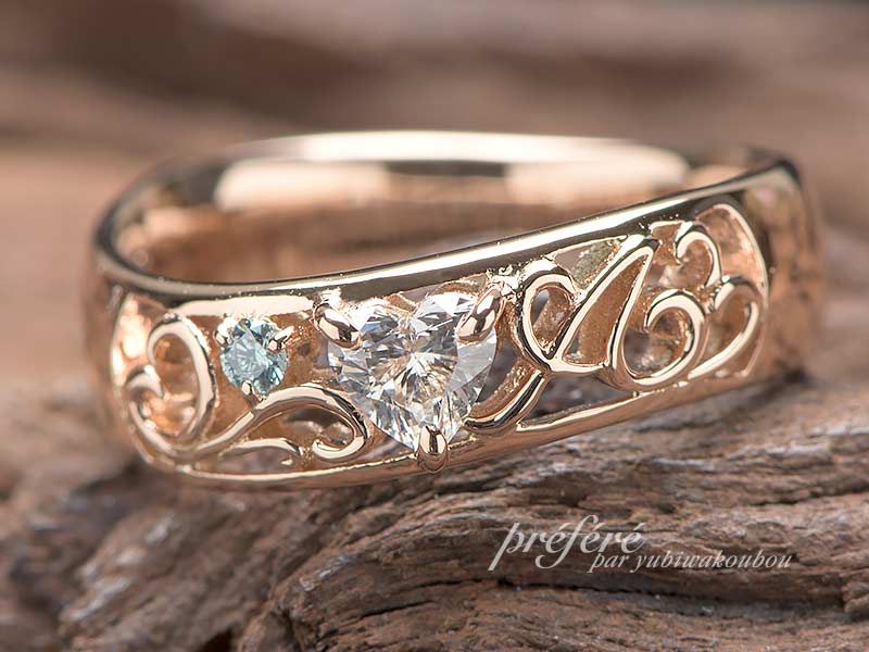 プロポーズリングは、ハートのダイヤで婚約指輪オーダーメイド