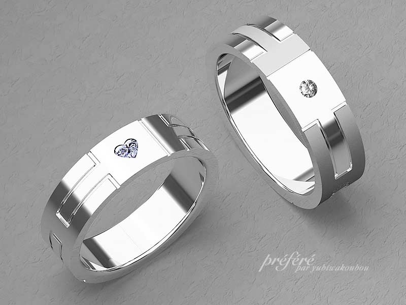 イニシャルデザインのマリッジリング（結婚指輪）