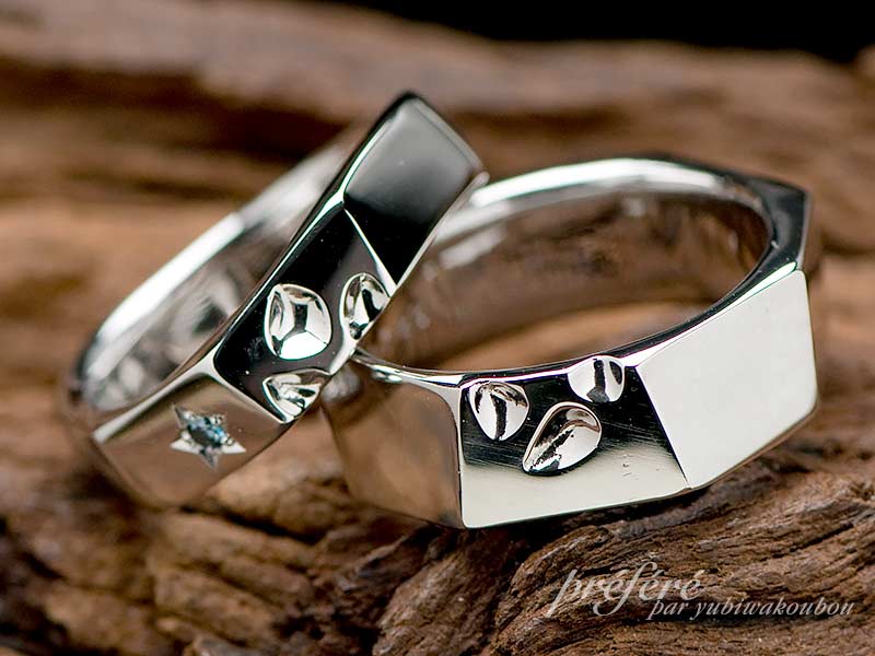 四つ葉のクローバーデザインのオーダーメイドマリッジリング（結婚指輪）