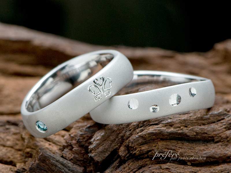 蝶のデザインがお二人の思いを創り上げるオーダーメイドの結婚指輪