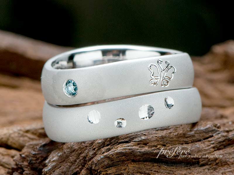 蝶のデザインがお二人の思いを創り上げるオーダーメイドの結婚指輪