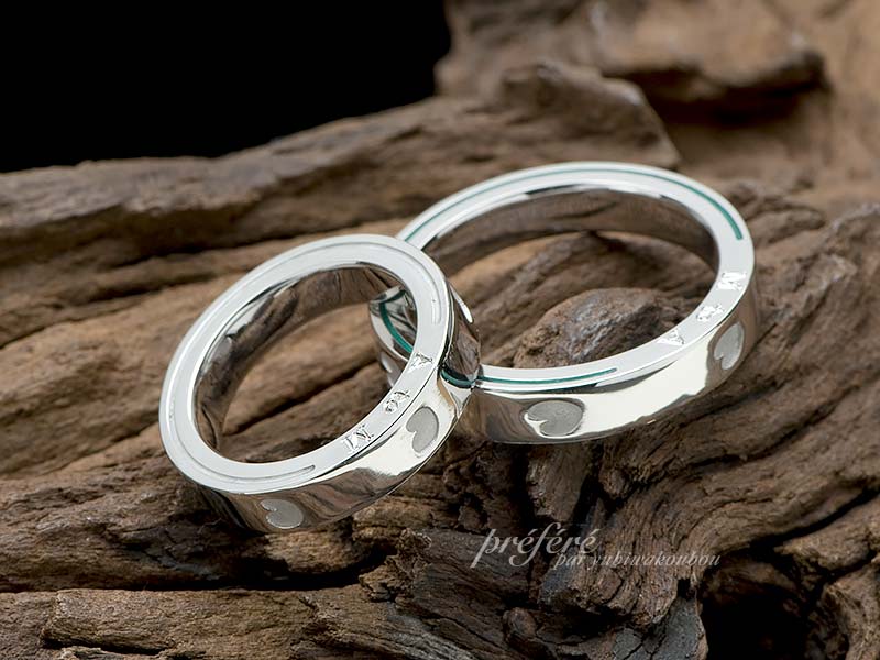 牛さんの足形と側面のおしゃれ＆仕掛けのある結婚指輪