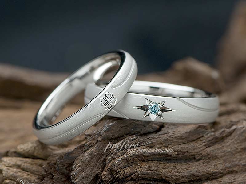 幸せ四つ葉のクローバーをモチーフにした結婚指輪