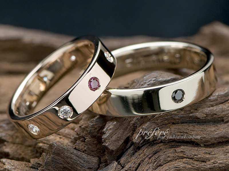結婚指輪のオーダーメイドはピンクゴールドとシャンパンゴールド素材でお創りしました