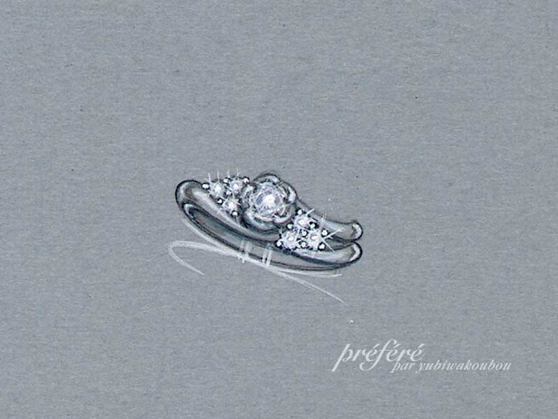 お母様から頂いたラウンドブリリアントカットのダイヤとリングを婚約指輪にリメイク