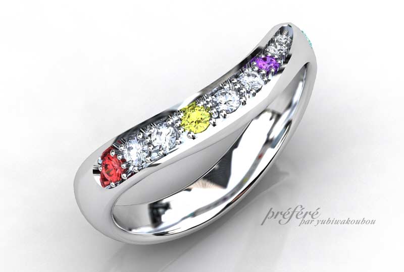 結婚１０年目の指輪を優しいひねりウデ形状でオーダーメイド CG