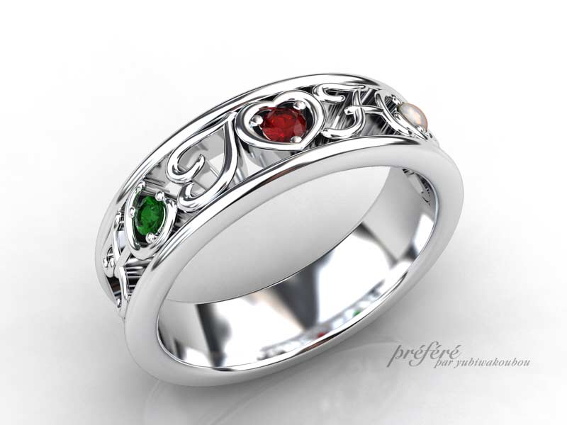 いい夫婦の日にご結婚10周年記念のオーダーメイドの指輪をプレゼント CG