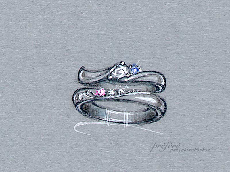 婚約指輪と結婚指輪のセットリング　イメージ画