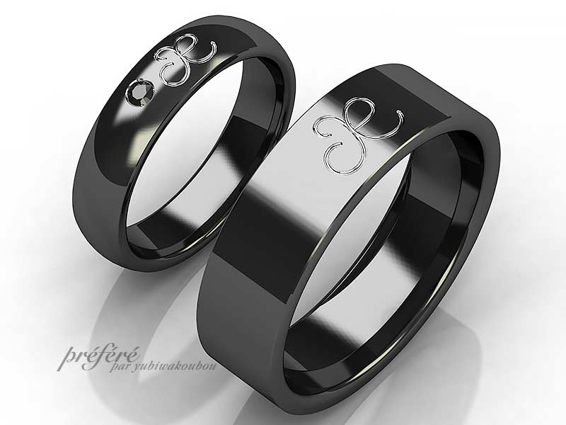 オーダーメイドの結婚指輪はシンプルデザインのブラックリング