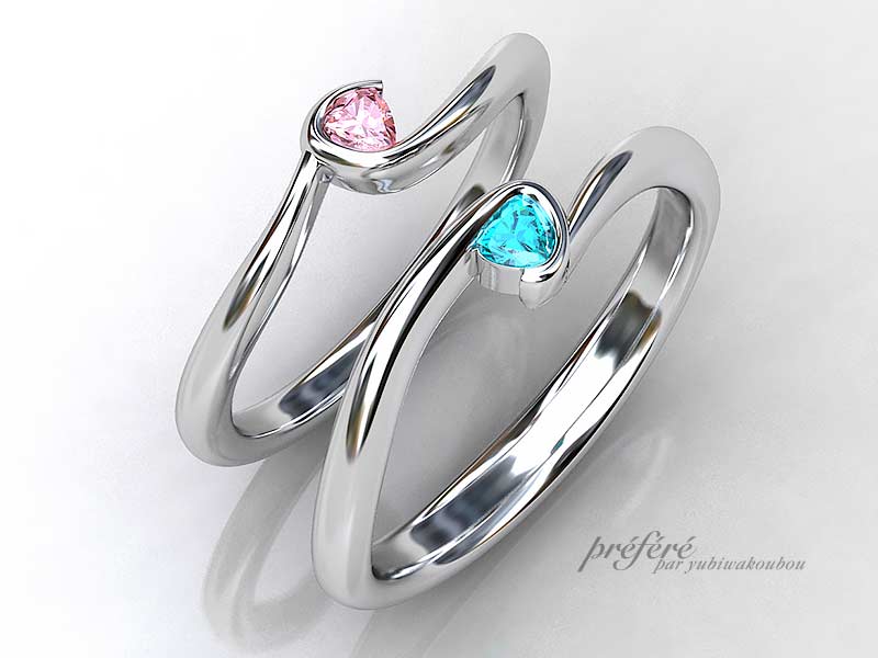 結婚指輪はオーダーメイドで人気のハートダイヤを入れました
