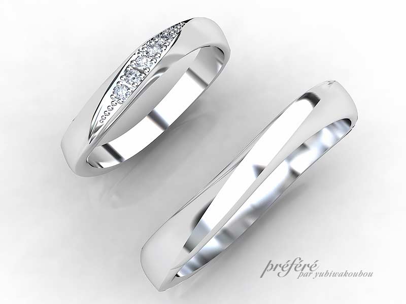 シンプルなデザインでもこだわりの想いを込めたオーダーメイドの結婚指輪です。
