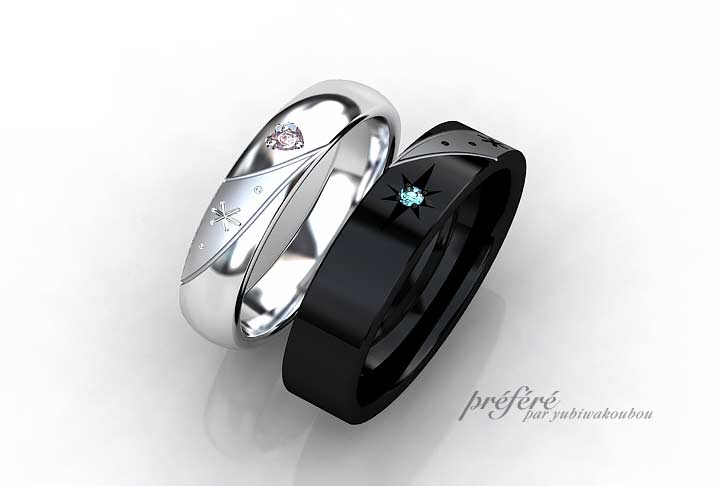 結婚指輪のデザインはお二人の記念日「７月７日の七夕」への想いを込めてオーダー