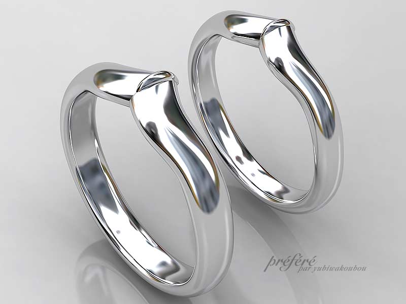 結婚指輪はオーダーメイドでクジラをモチーフにしたデザイン