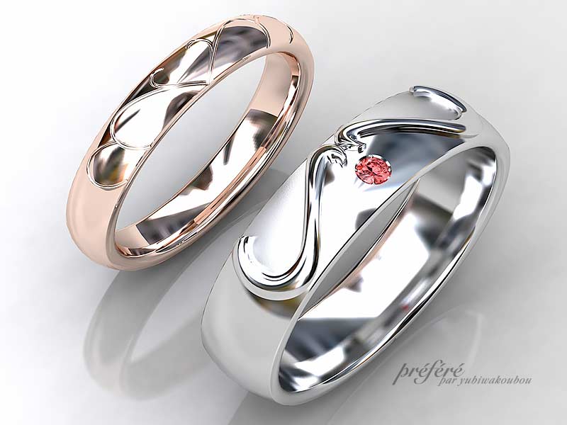 結婚指輪はオーダーでハートになるデザイン