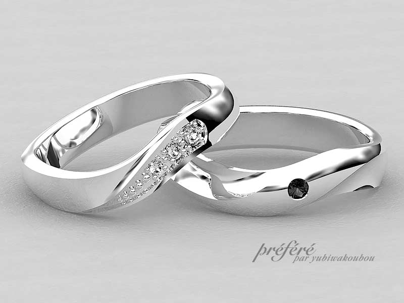 優しいひねりラインのシンプルな結婚指輪