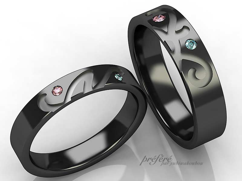 たくさんの素敵な想いを詰めてお創りするブラック仕上げの結婚指輪はオーダー