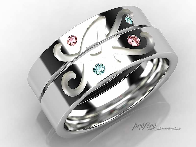 結婚指輪はオーダーでスノーボードのデザインでお創りしています。