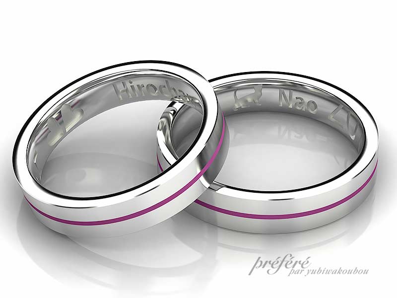 結婚指輪はオーダーメイドでお二人の想いをリングの内側に込めました