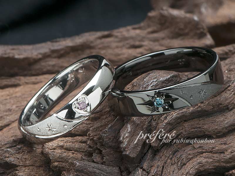 結婚指輪のデザインはお二人の記念日「７月７日の七夕」への想いを込めてオーダーメイド