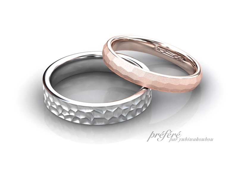 槌目模様の結婚指輪オーダーメイド