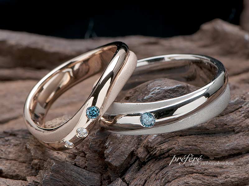 結婚指輪はオーダーメイドでプラチナとピンクゴールド素材