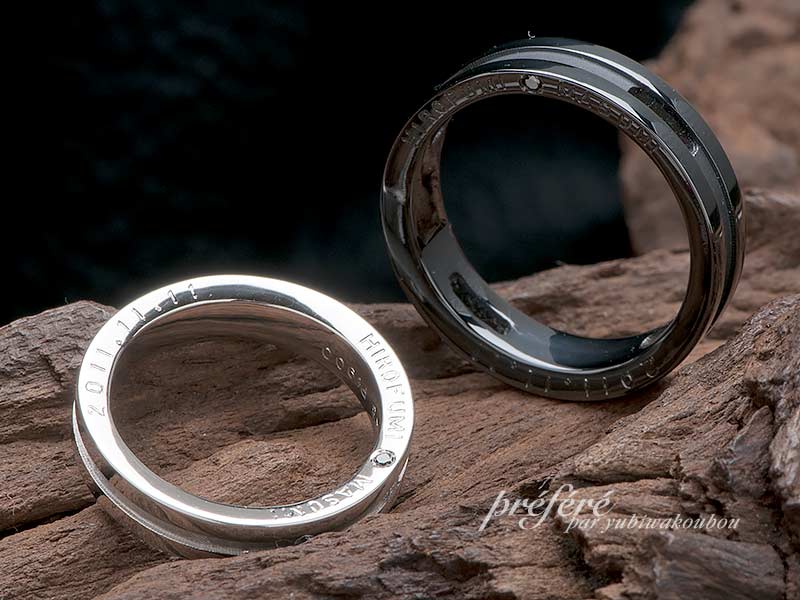 結婚指輪は秋田県より誕生石を入れ、お二人の想いを込めてオーダー