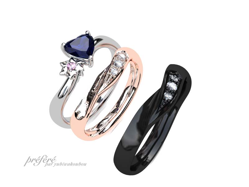 婚約指輪とセットで着ける結婚指輪