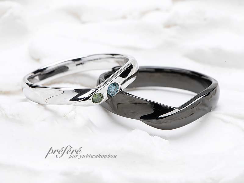 普段使いを考えた結婚指輪はシンプル＆お誕生石色のダイヤモンド