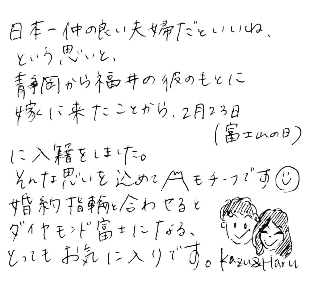 結婚指輪をお創りしたカップル様からのコメント