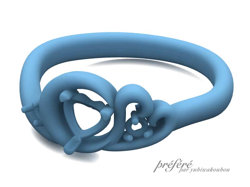 三日月モチーフ婚約指輪のモデル型（原型）