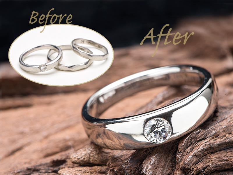 結婚指輪と婚約指輪を溶かして1本にしたダイヤリング