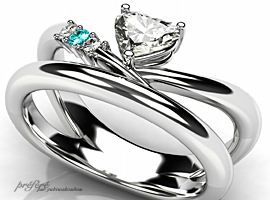 婚約指輪はハートダイヤとイニシャルでオーダーメイド