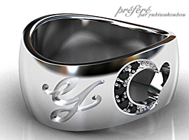 結婚指輪（マリッジリング）はキュートなハート＆イニシャルをモチーフにオーダーメイド。　