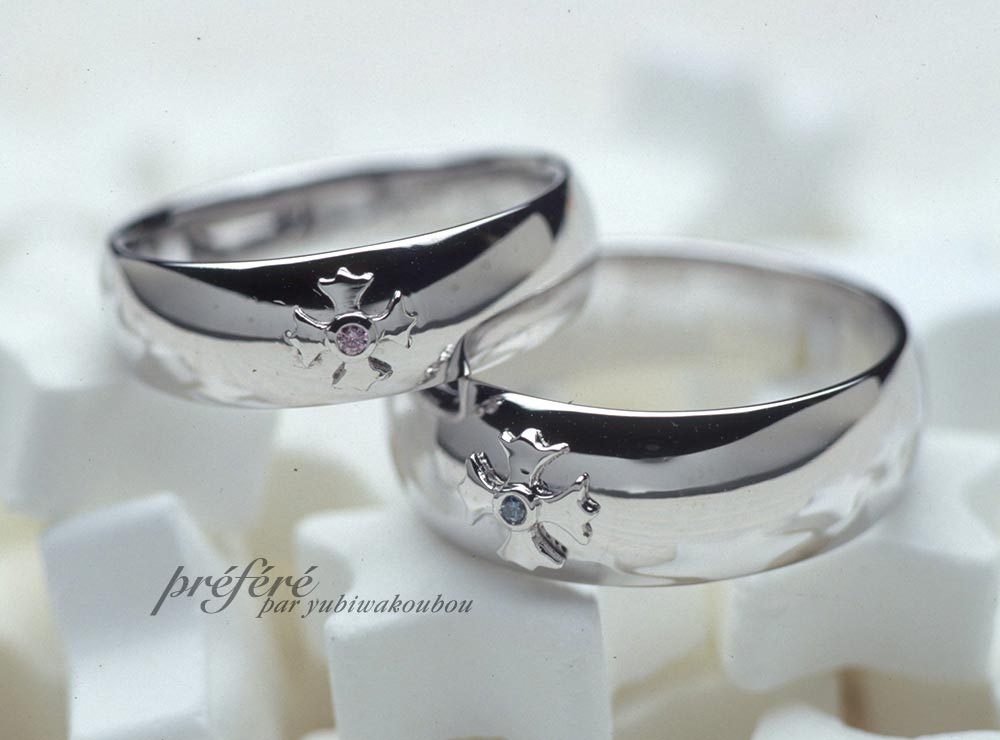 クロスモチーフに結婚指輪をオーダーメイド