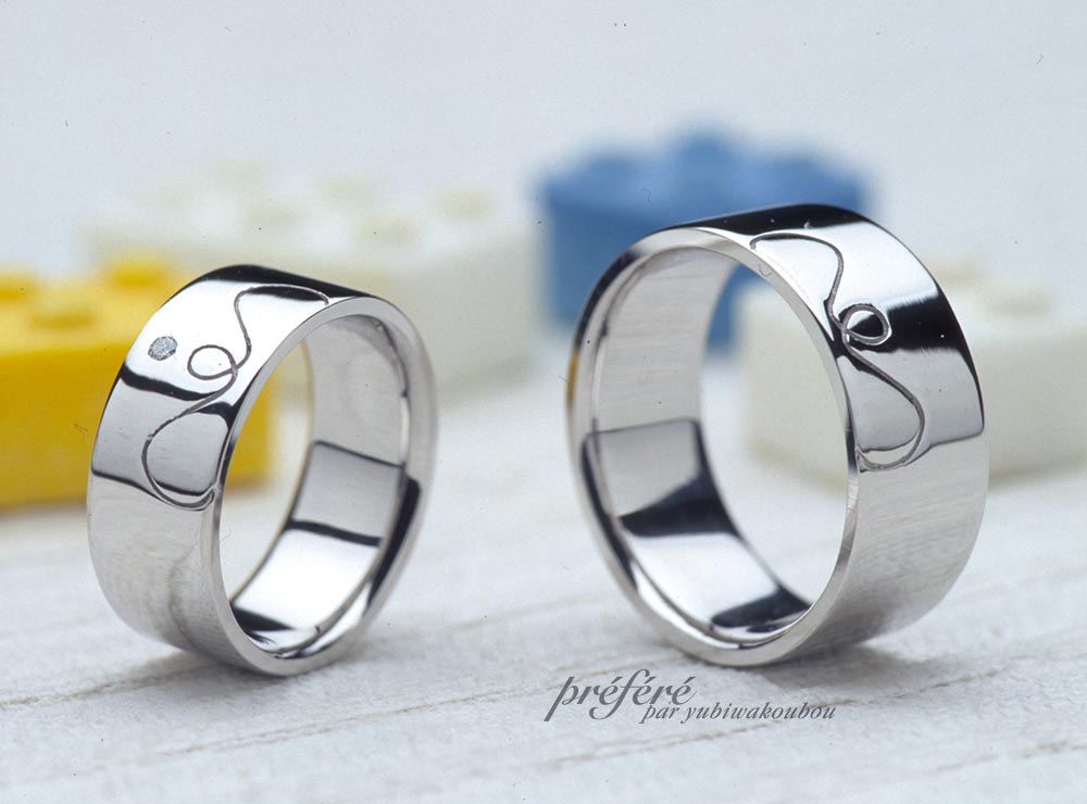 幅広のオーダーメイドのマリッジリング（結婚指輪）はプラチナ素材
