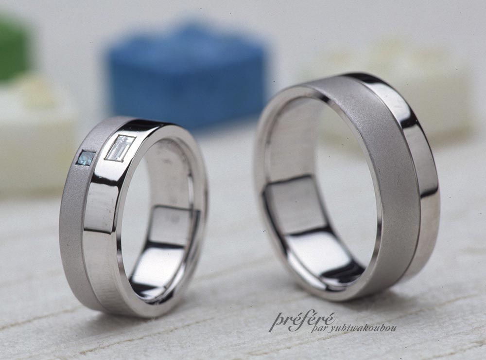 巾広のマリッジリング（結婚指輪）は、ダイヤ入れオーダーメイド