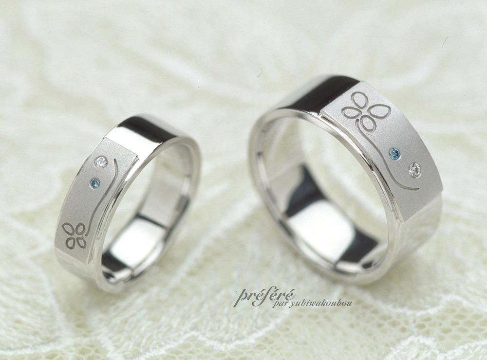 四つ葉のクローバーの結婚指輪はオーダーメイド