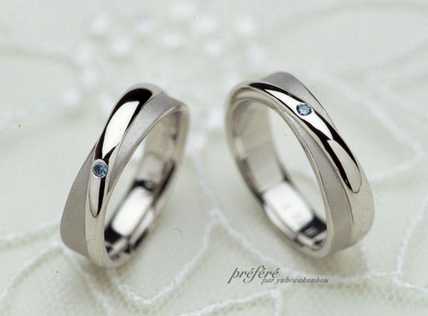 交差する２連タイプの結婚指輪オーダーメイド