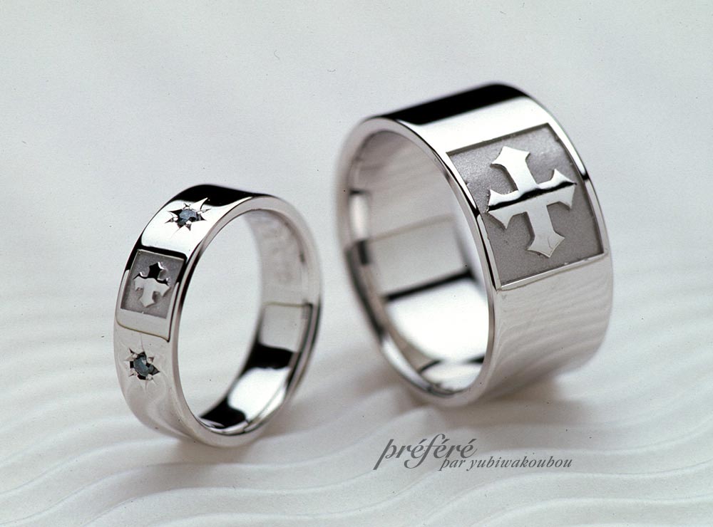 結婚指輪はクロス（十字架）と星モチーフでオーダーメイド