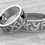 凡字をトライバル模様でデザインした結婚指輪のオーダーメイド