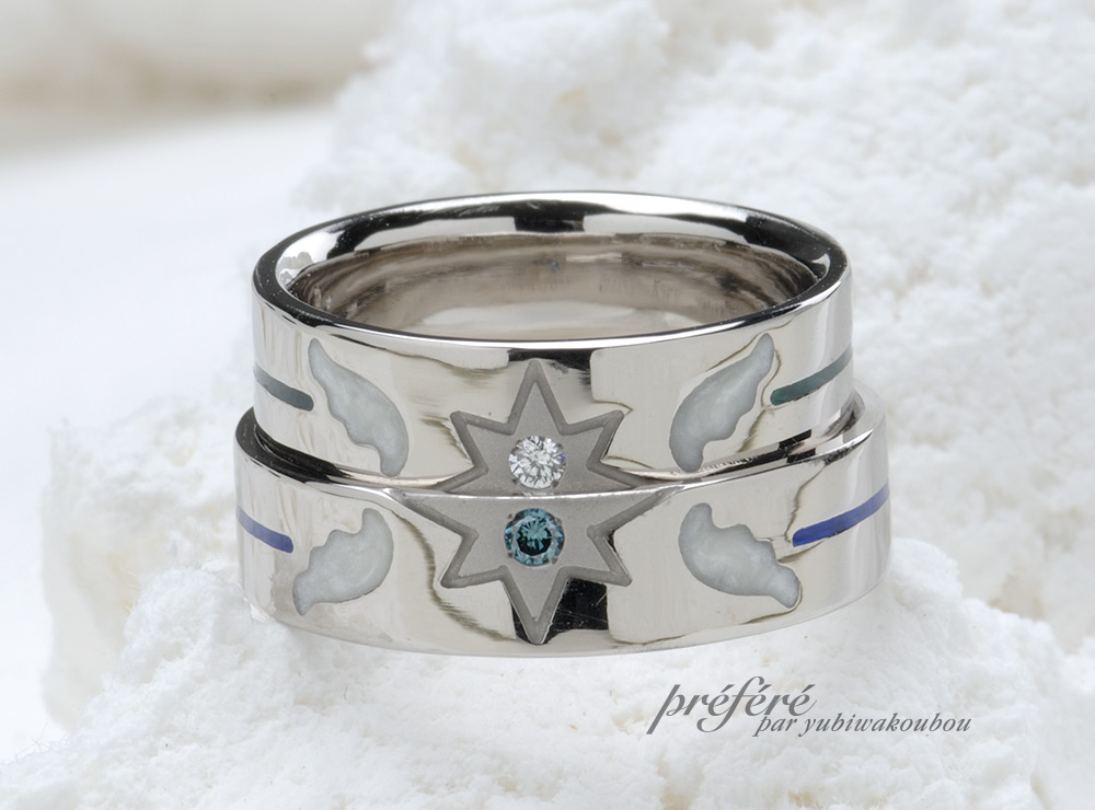 結婚指輪は天使の羽と星モチーフをオーダーメイド