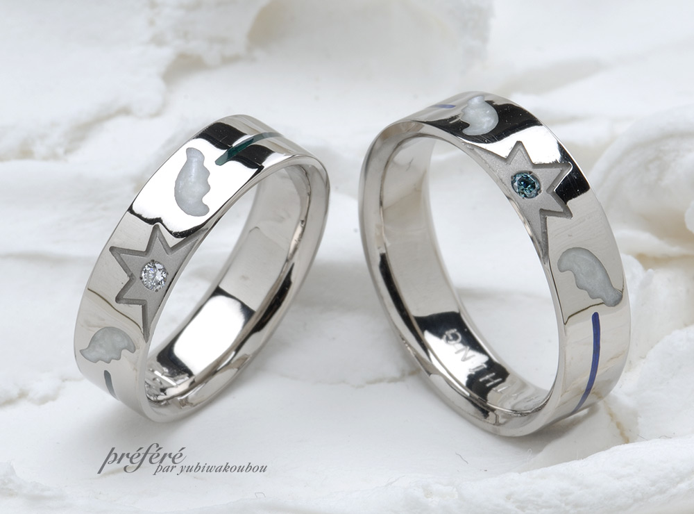 結婚指輪は天使の羽と星モチーフをオーダーメイド