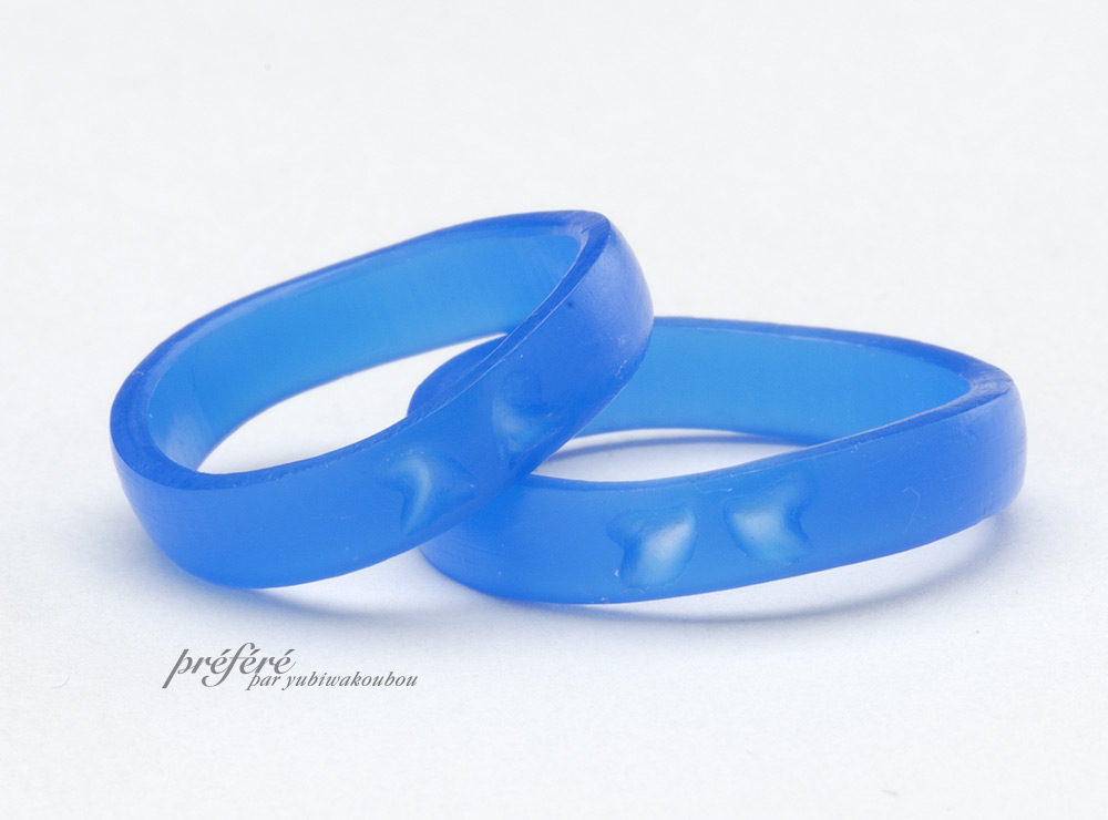 結婚指輪をオーダーメイドの工程順にお作りする途中工程のモデル（原型）
