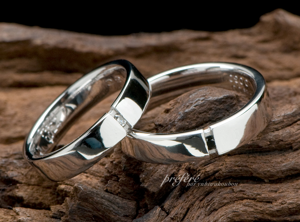シンプル 結婚指輪オーダーメイド ブラックダイヤ