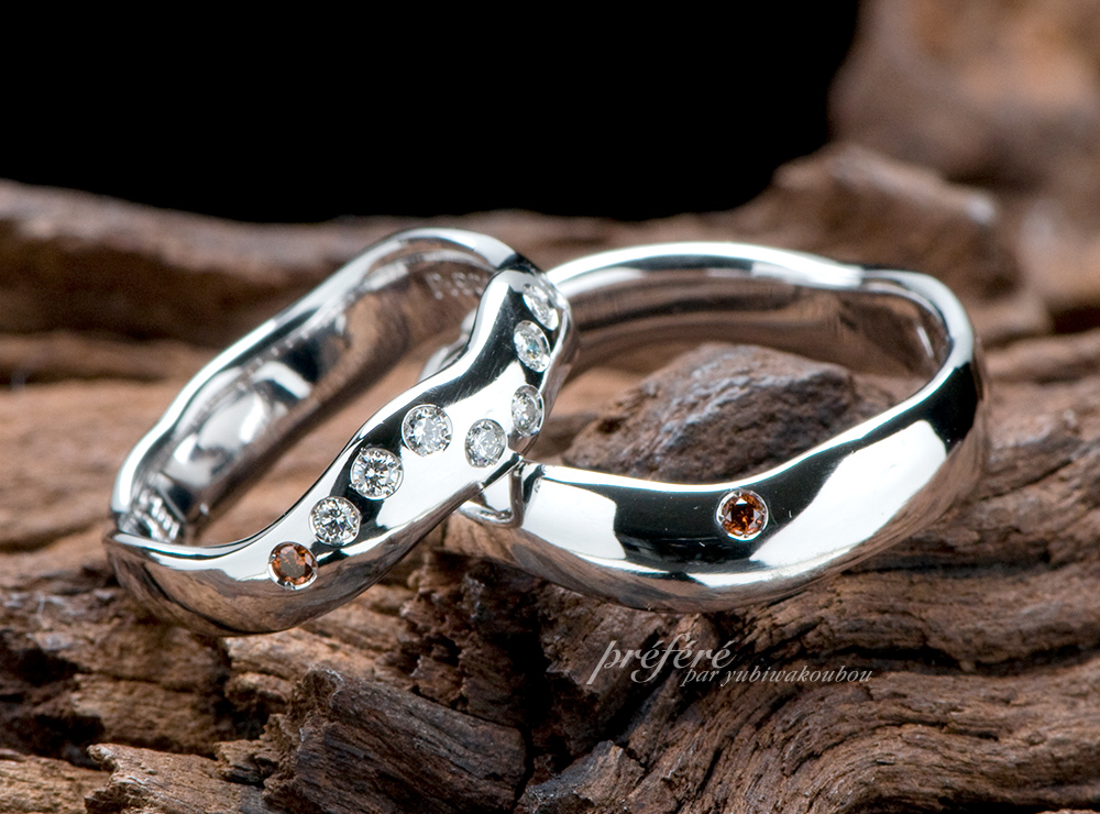 波々リング形状の結婚指輪をオーダーメイド