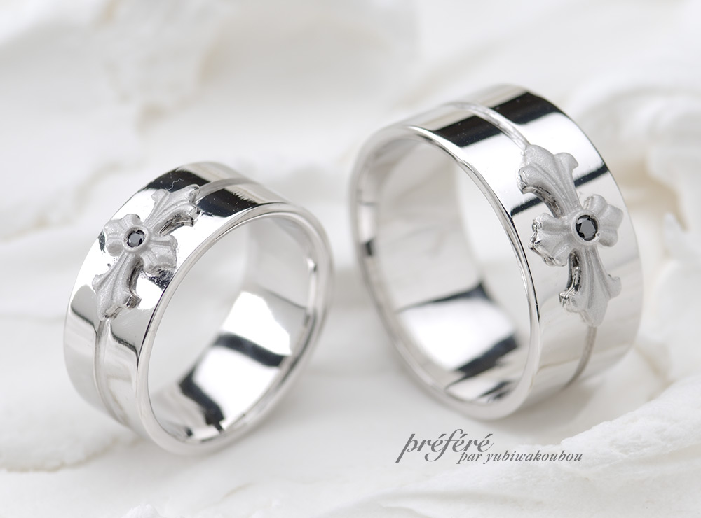 クロスモチーフ 結婚指輪オーダー,幅広リング 結婚指輪オーダー