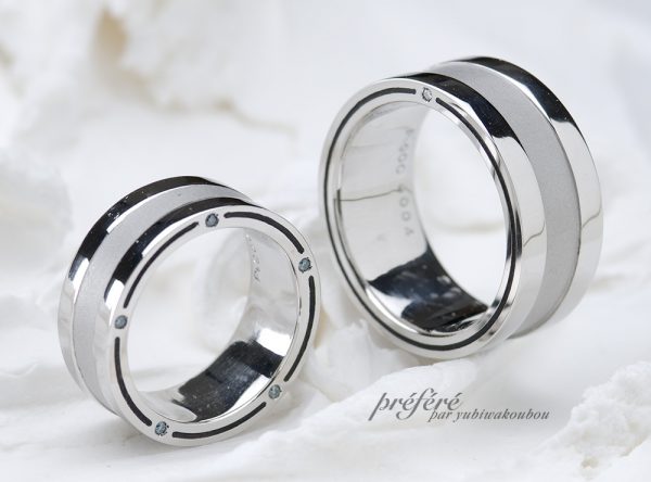 ブラックカラーライン 結婚指輪オーダー,幅広リング 結婚指輪オーダー